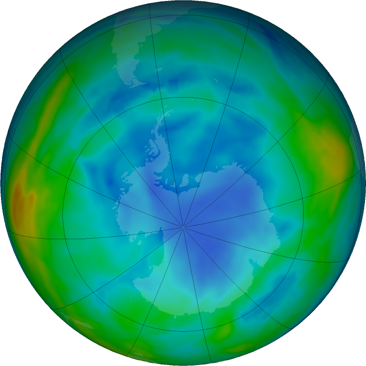 Antarctic ozone map for 19 June 2023